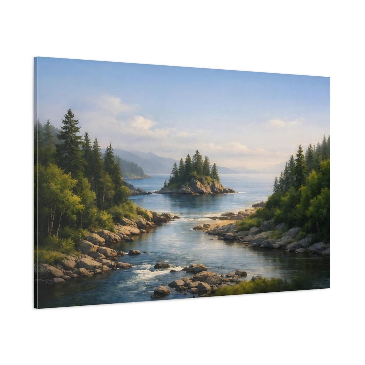 Seascape River Forest shown as stretched canvas wall art