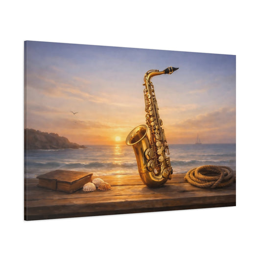 Seascape Saxophone shown as stretched canvas wall art