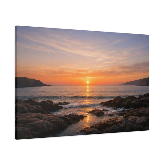 Seascape Sunset Coast shown as stretched canvas wall art