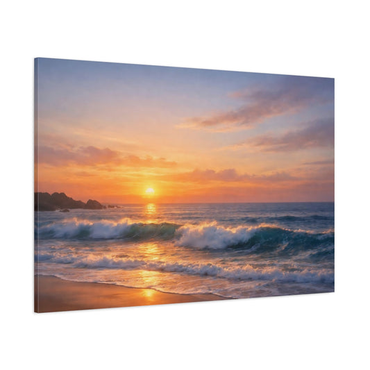 Seascape Sunset Ocean shown as stretched canvas wall art