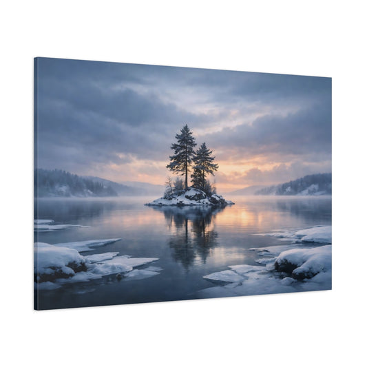 Seascape Winter Lake shown as stretched canvas wall art