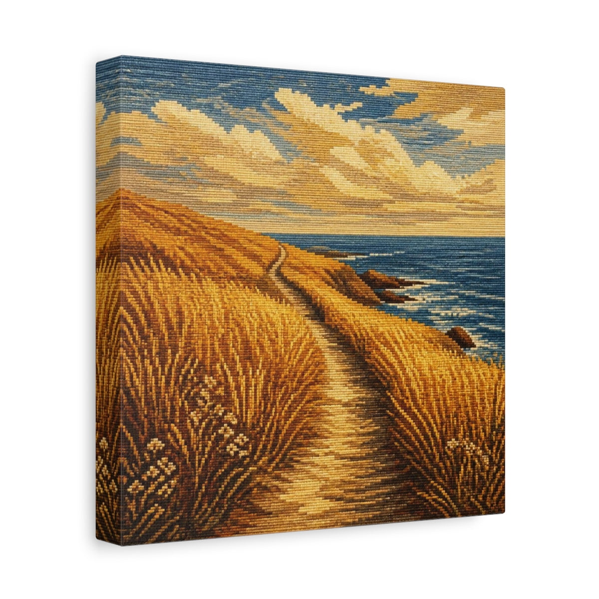 Side Mockup 9. Seaside Path Motivation shown as canvas print