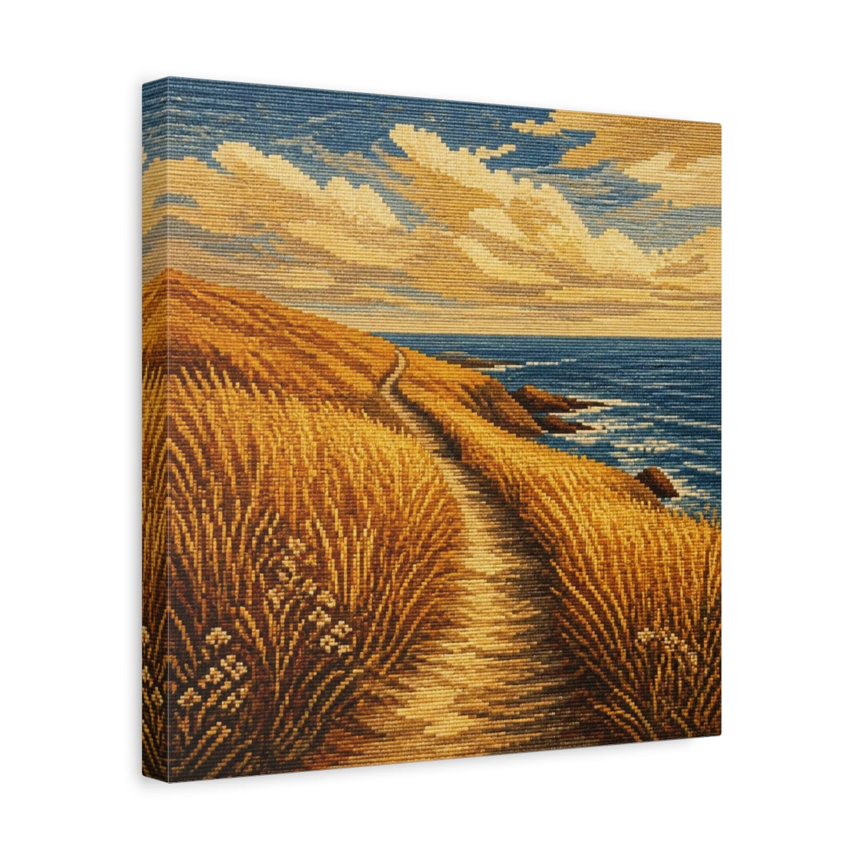 Side Mockup 7. Seaside Path Motivation shown as canvas print