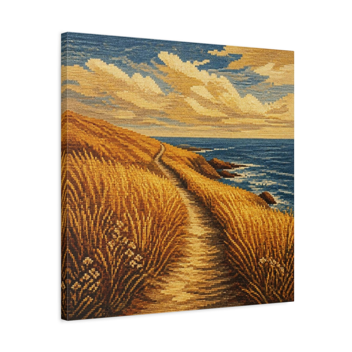Side Mockup 4. Seaside Path Motivation shown as canvas print