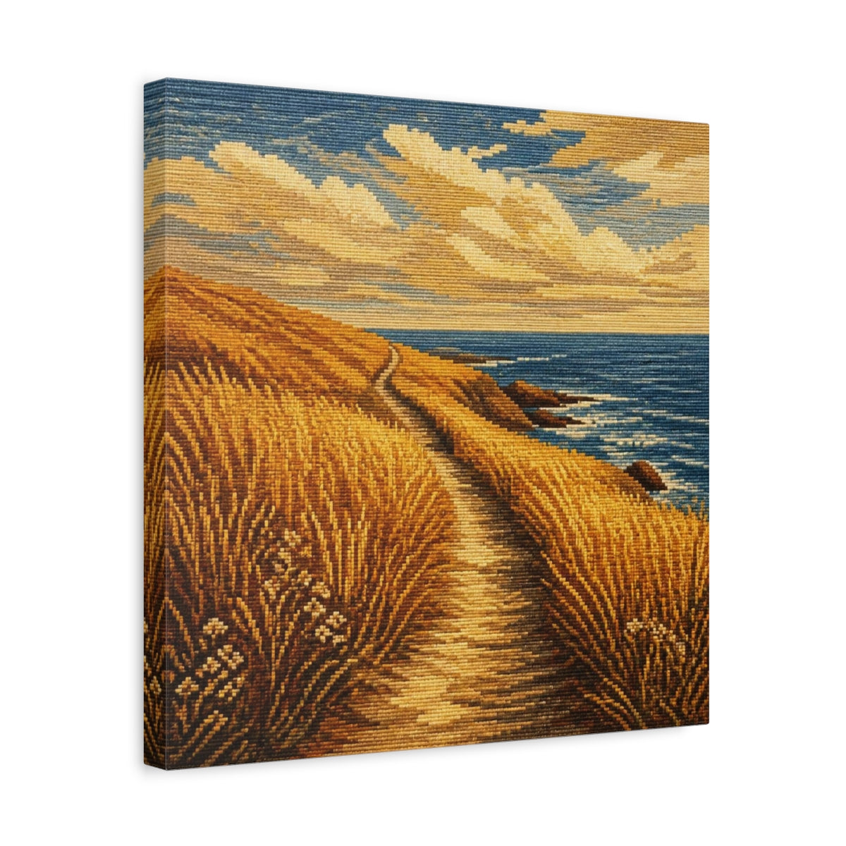 Side Mockup 6. Seaside Path Motivation shown as canvas print