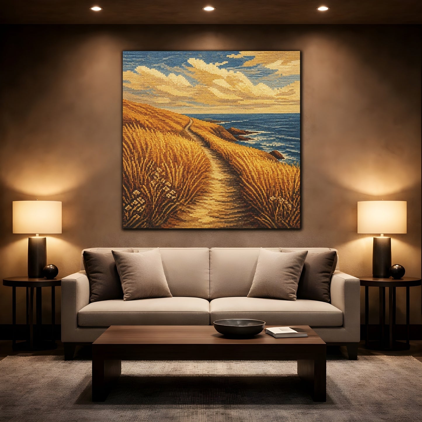 Mockup 2. Seaside Path Motivation shown as canvas print