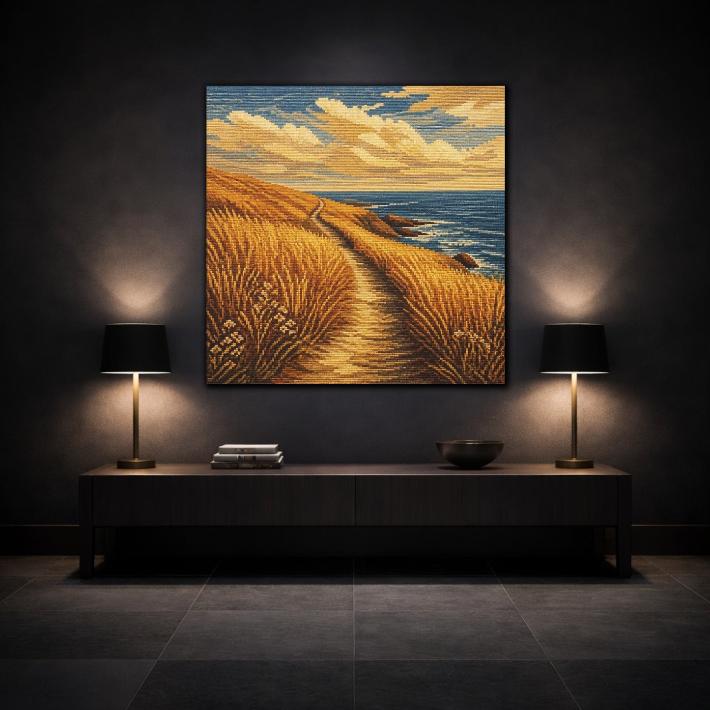 Mockup 3. Seaside Path Motivation shown as canvas print