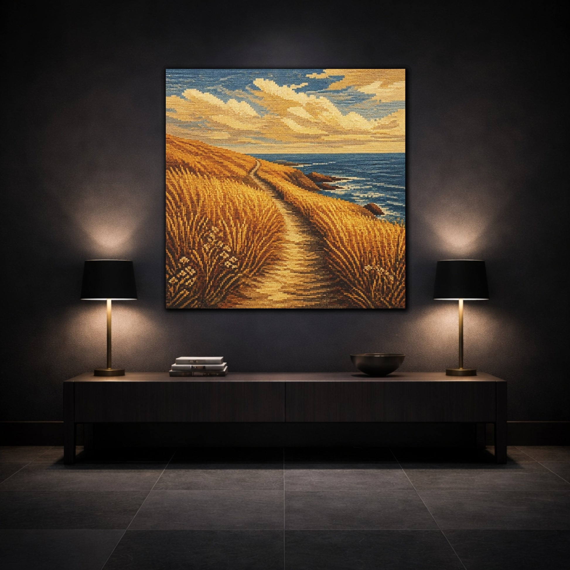 Mockup 3. Seaside Path Motivation shown as canvas print