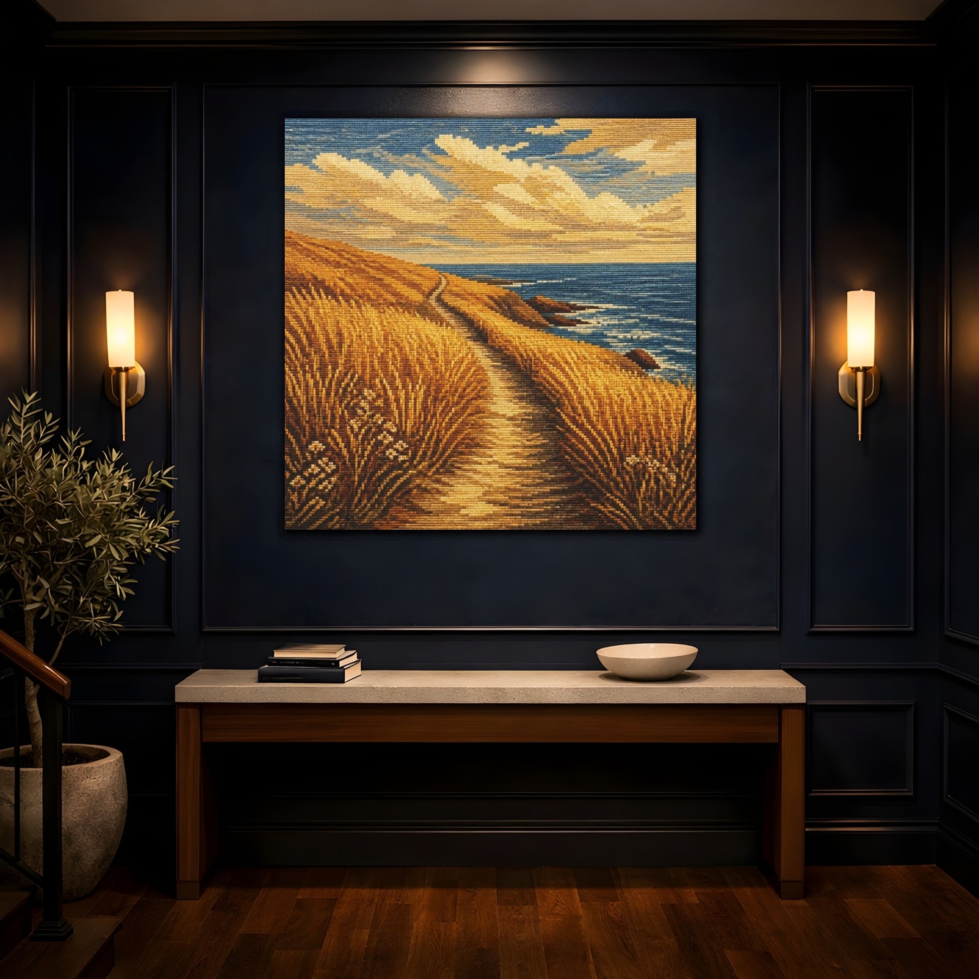 Mockup 4. Seaside Path Motivation shown as canvas print