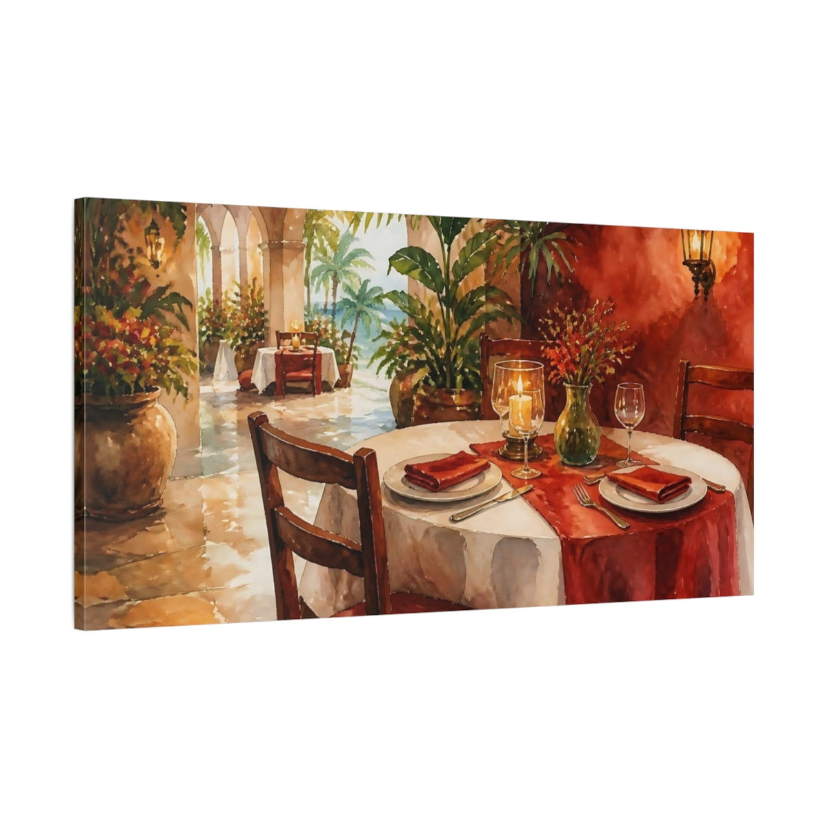 Main Mockup. Seaside Table Setting shown as canvas print