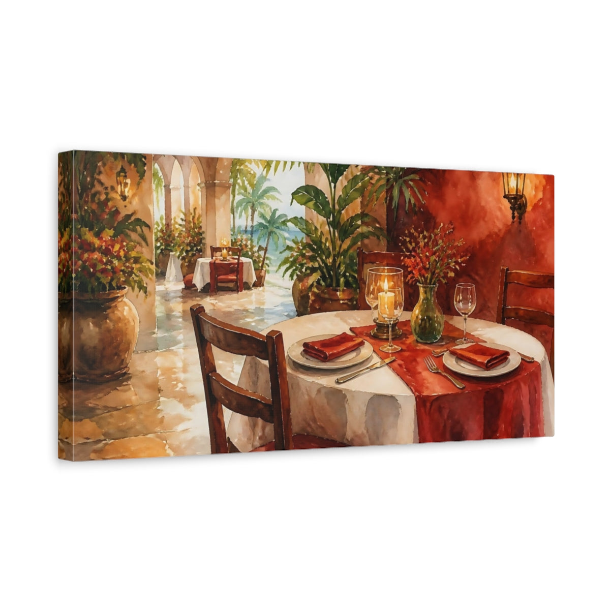 Side Mockup 3. Seaside Table Setting shown as canvas print