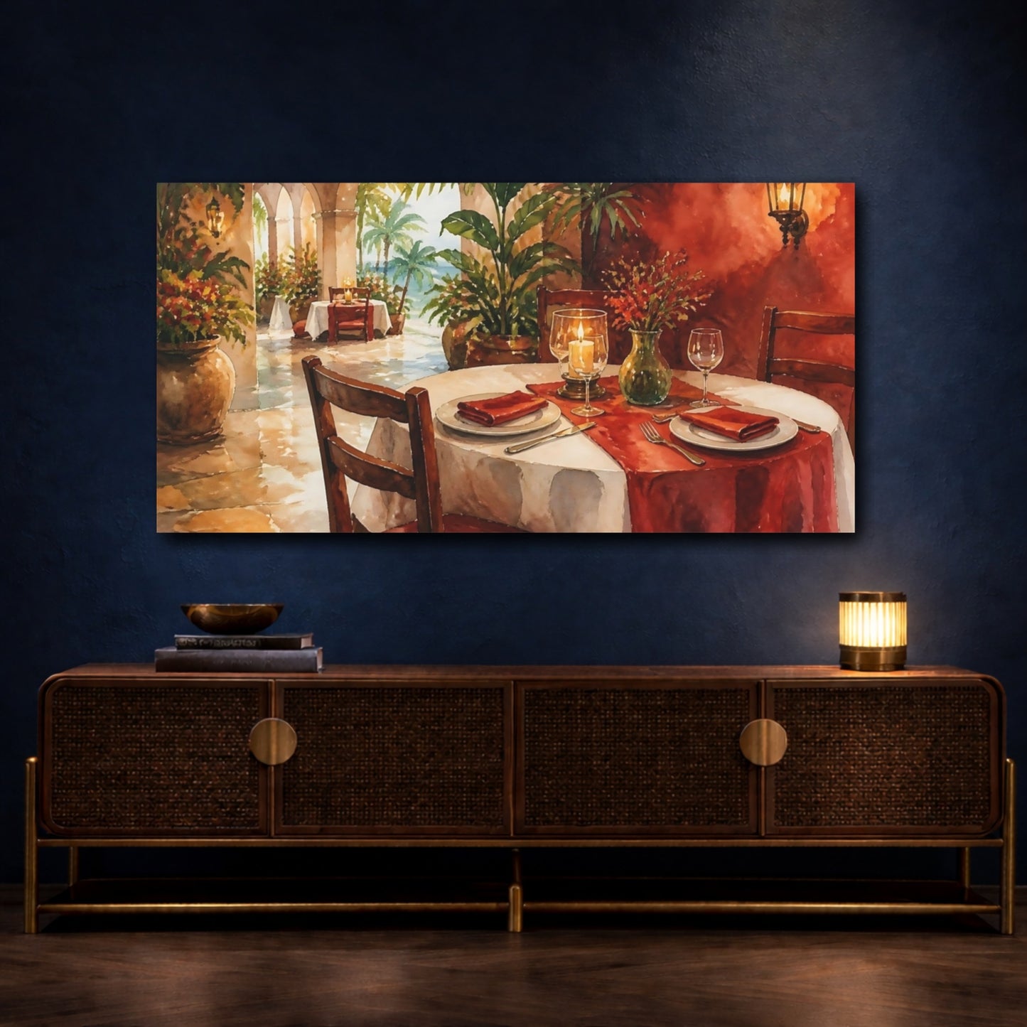 Mockup 4. Seaside Table Setting shown as canvas print
