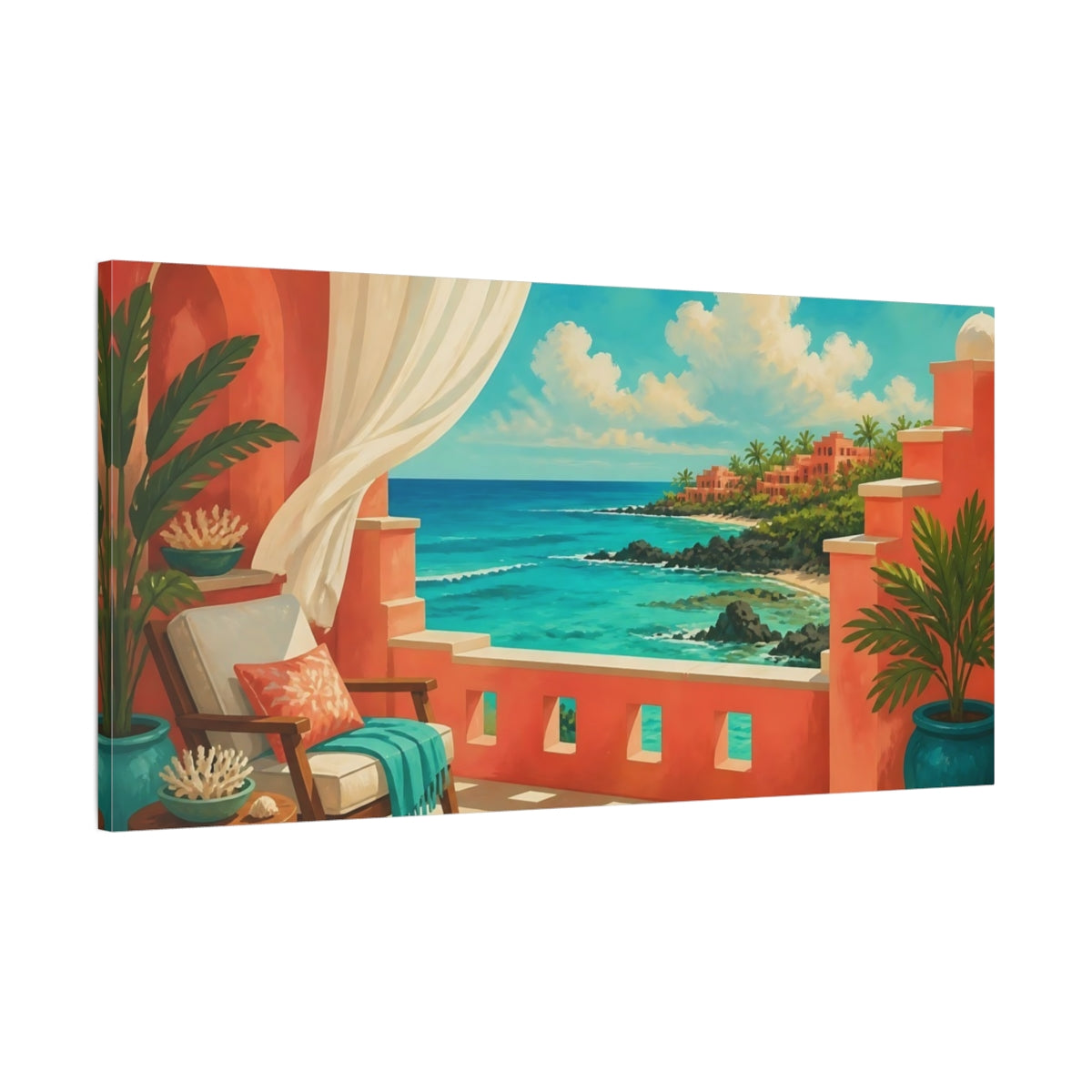 Main Mockup. Seaside Terrace View shown as canvas print