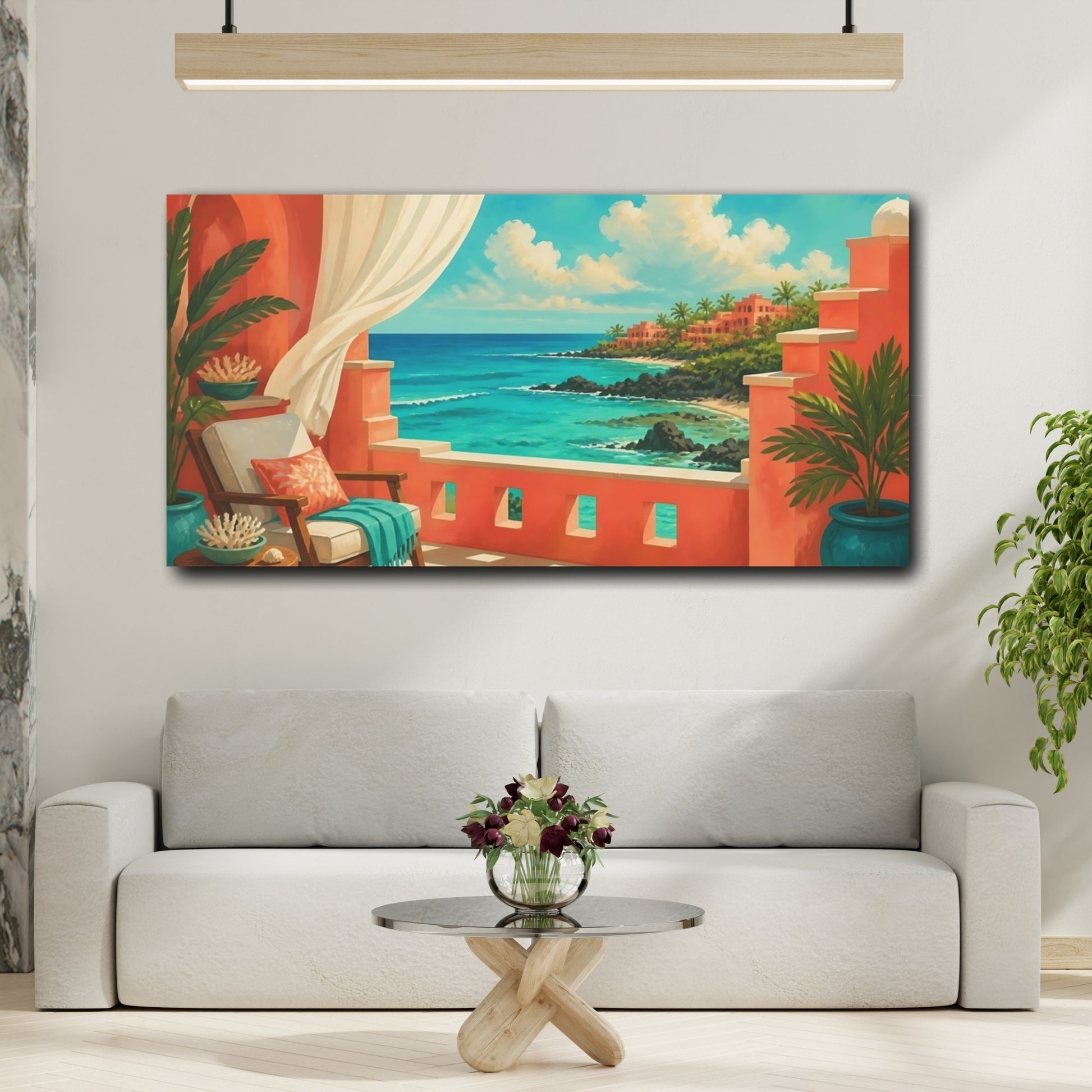 Mockup 2. Seaside Terrace View shown as canvas print