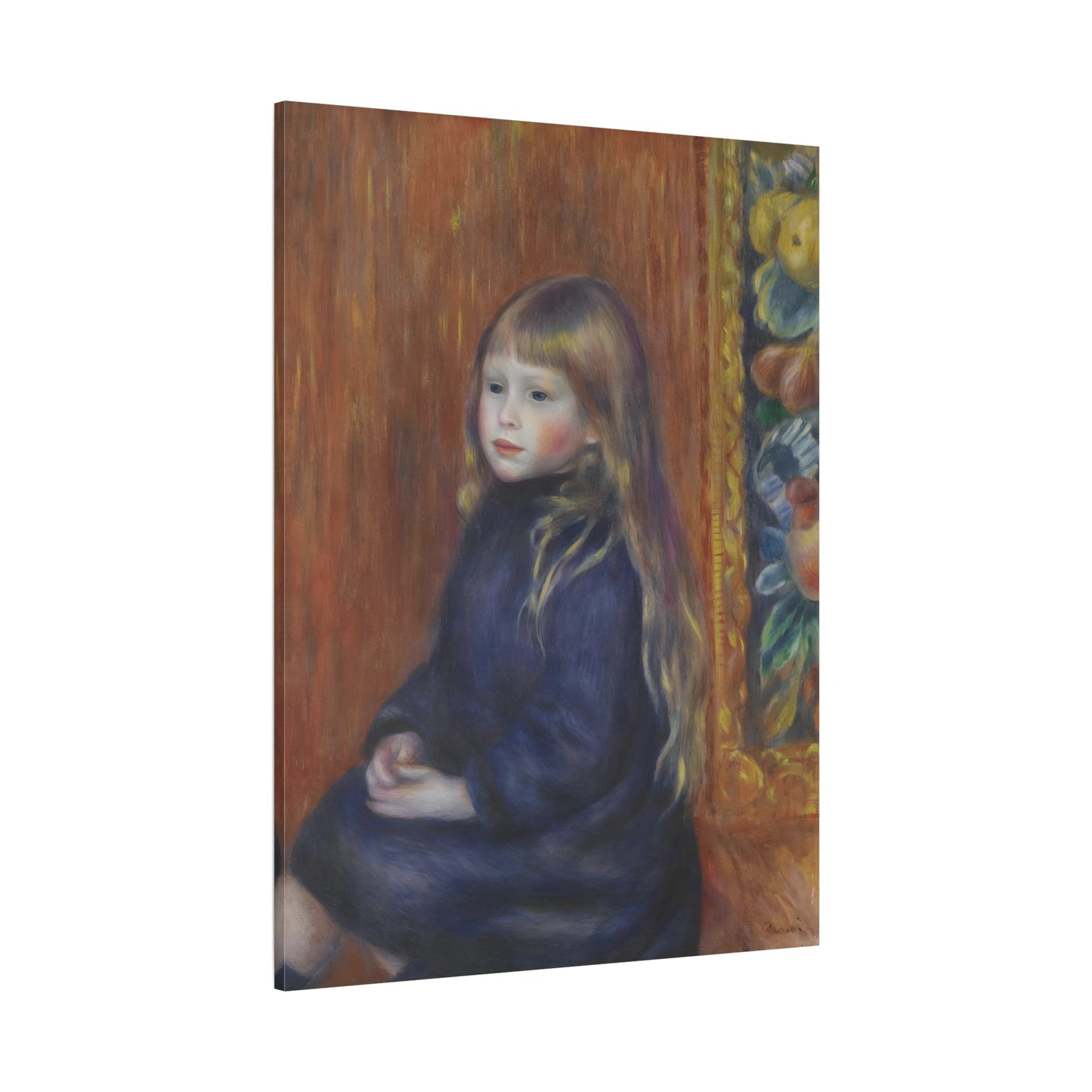 Seated Child in Blue Dress Renoir Canvas Wall Art Print - YesArtYes