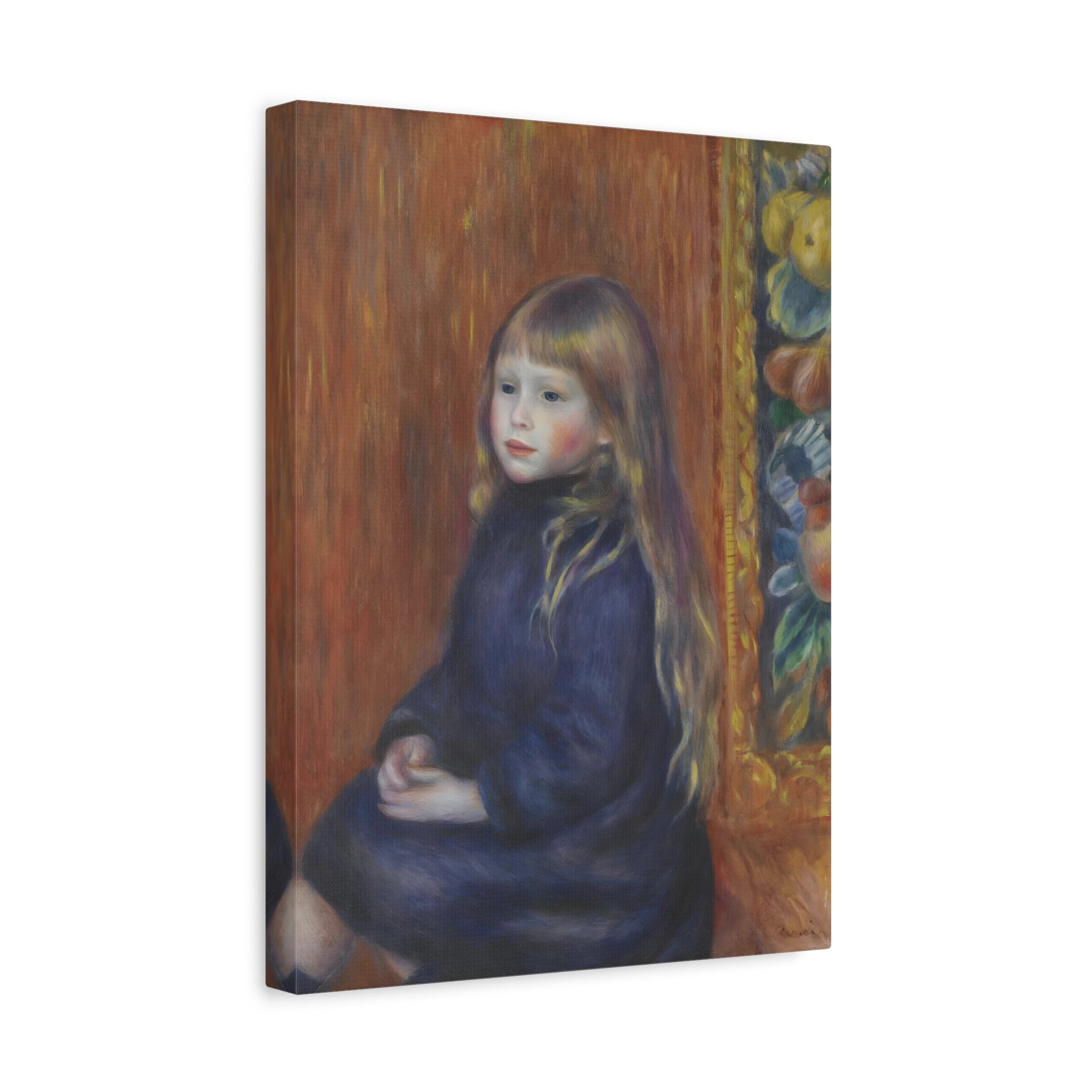 Seated Child in Blue Dress Renoir Canvas Wall Art Print - YesArtYes