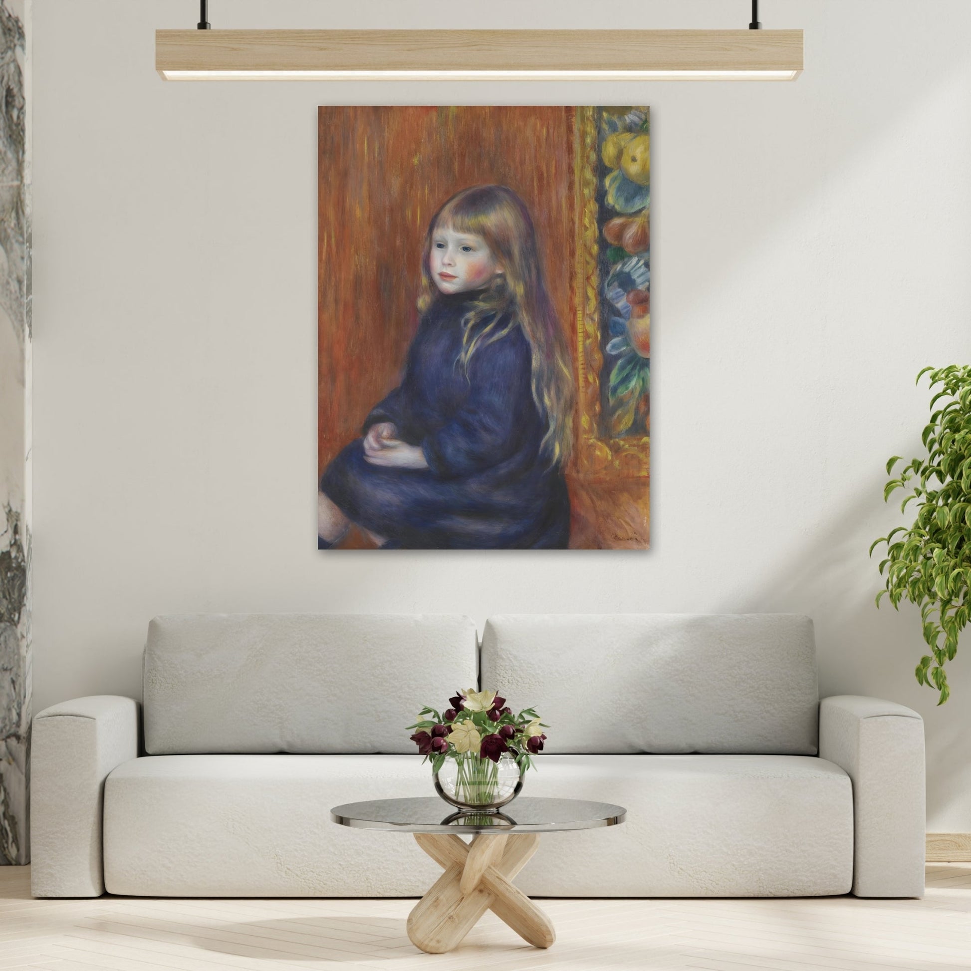 Seated Child in Blue Dress Renoir Canvas Wall Art Print - YesArtYes
