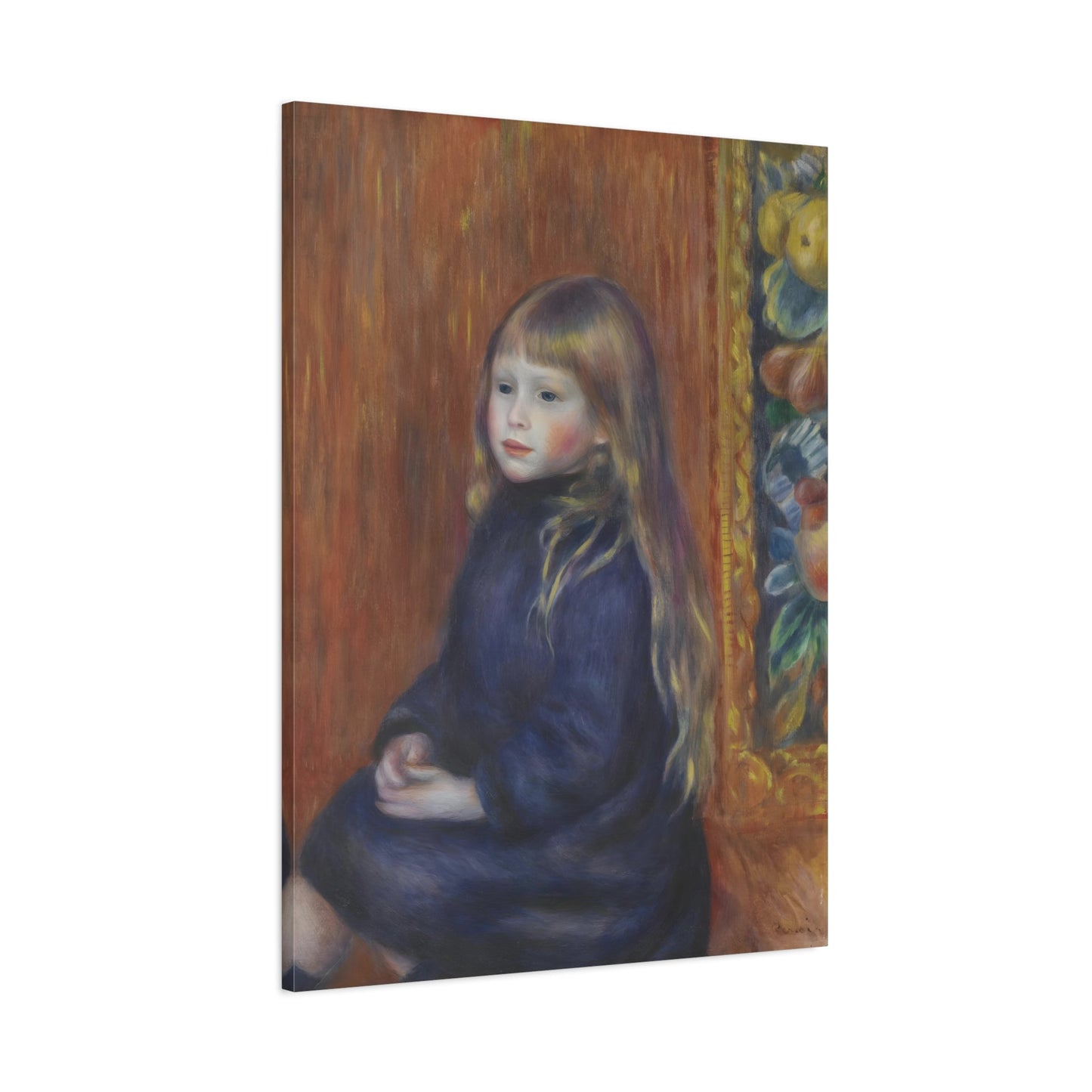 Seated Child in Blue Dress Renoir Canvas Wall Art Print - YesArtYes