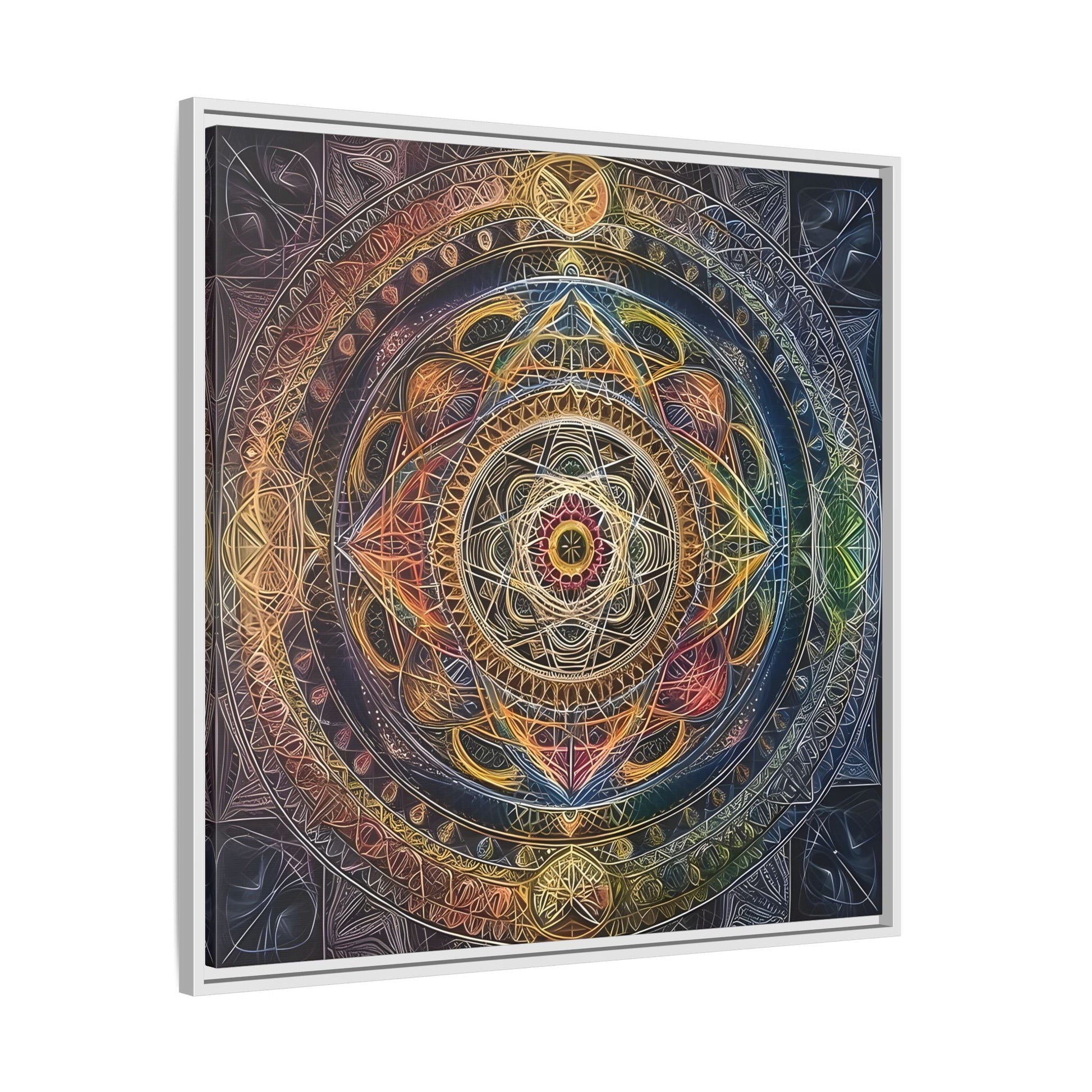 Seed of Life Mandala Sacred Geometry Framed Canvas Wall Art - YesArtYes