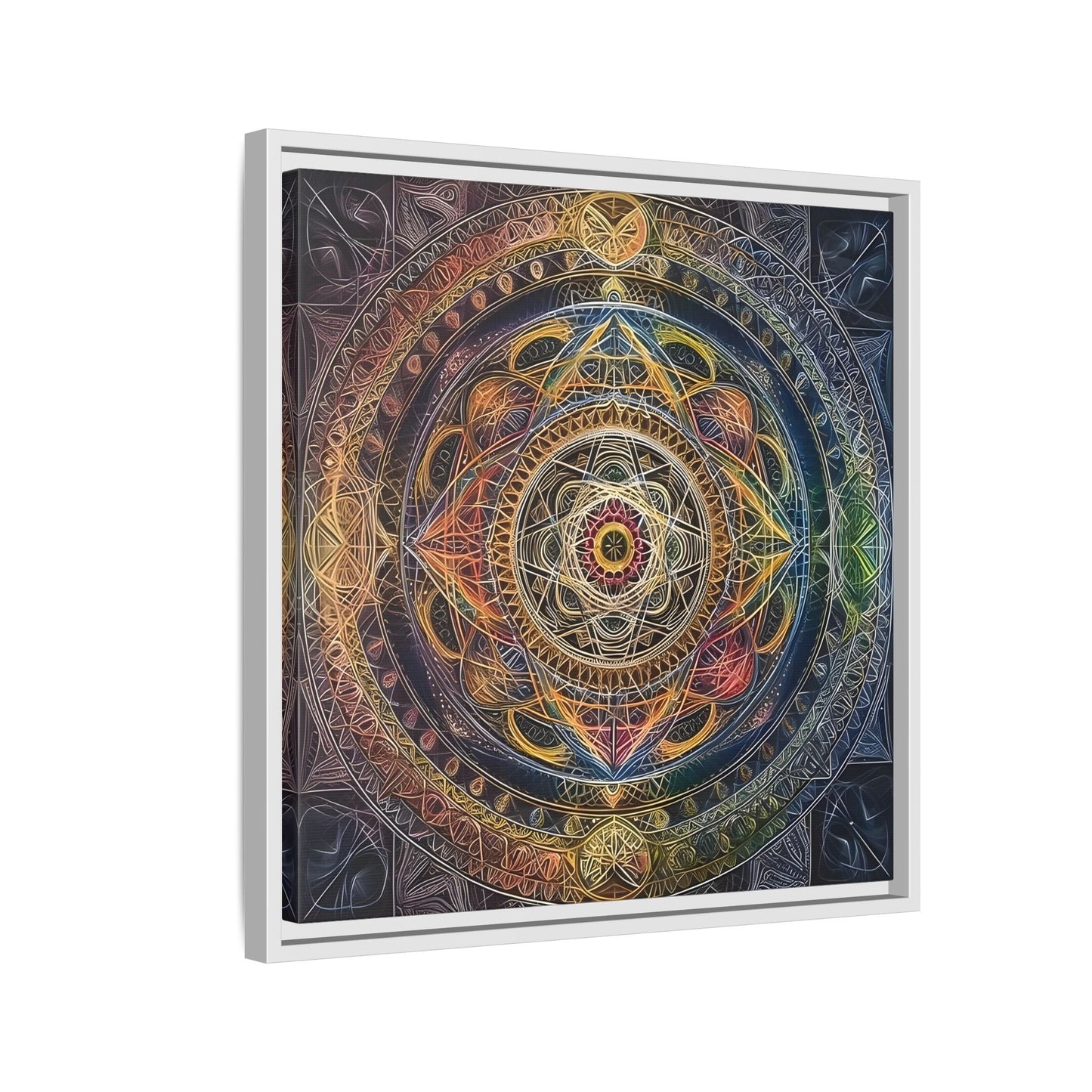 Seed of Life Mandala Sacred Geometry Framed Canvas Wall Art - YesArtYes