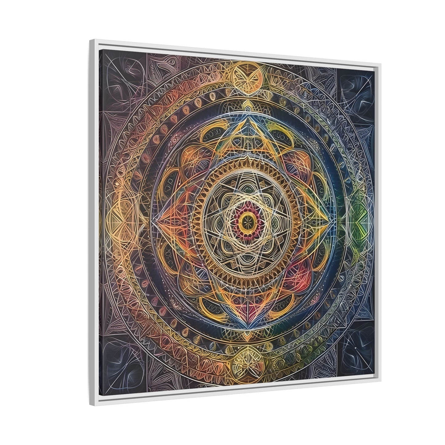 Seed of Life Mandala Sacred Geometry Framed Canvas Wall Art - YesArtYes