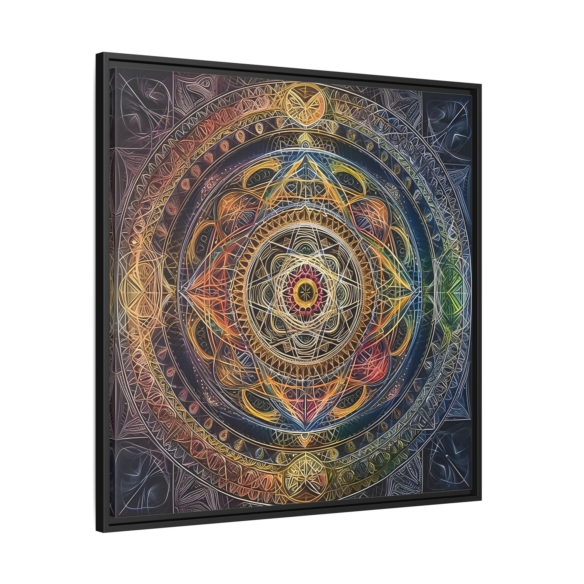 Seed of Life Mandala Sacred Geometry Framed Canvas Wall Art - YesArtYes