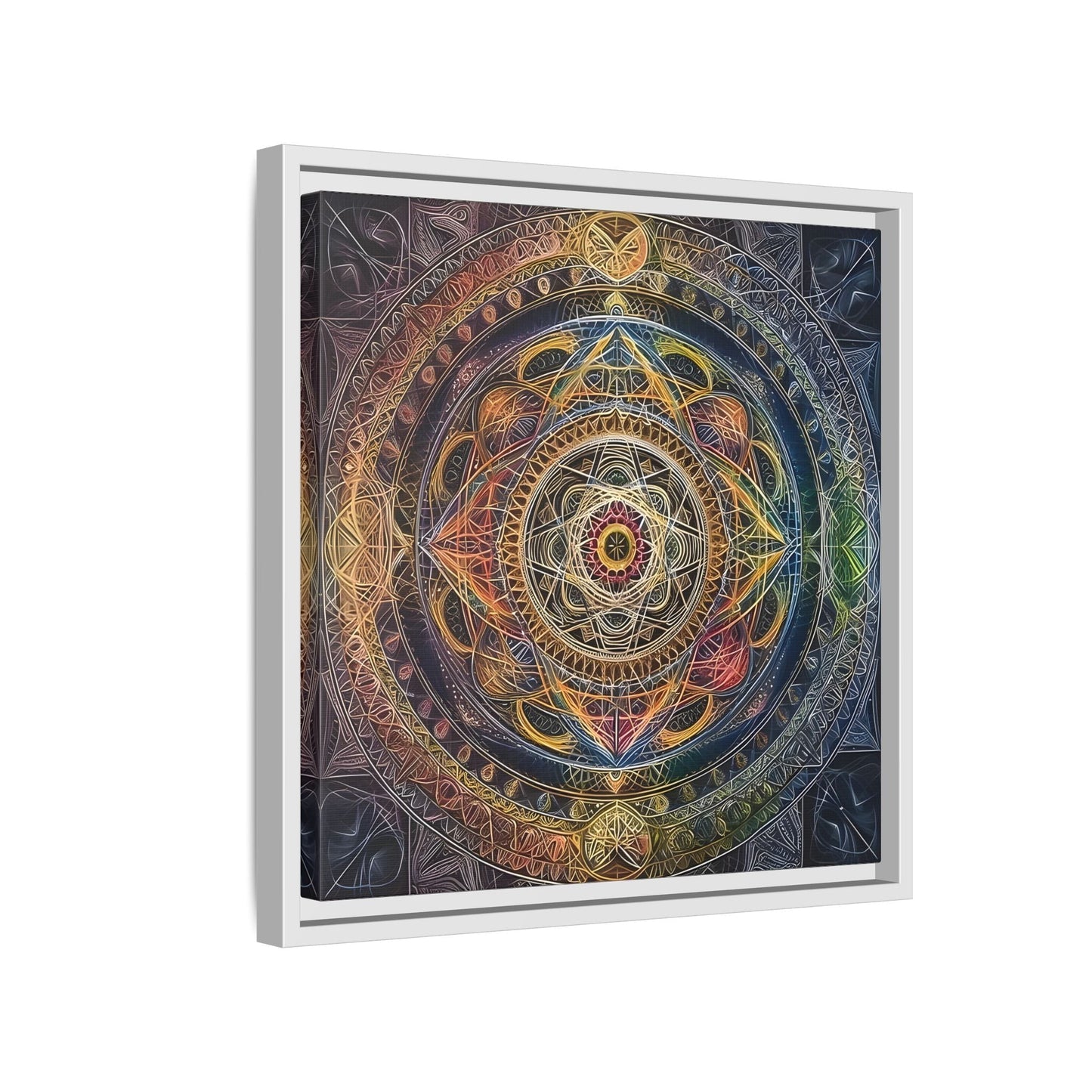 Seed of Life Mandala Sacred Geometry Framed Canvas Wall Art - YesArtYes