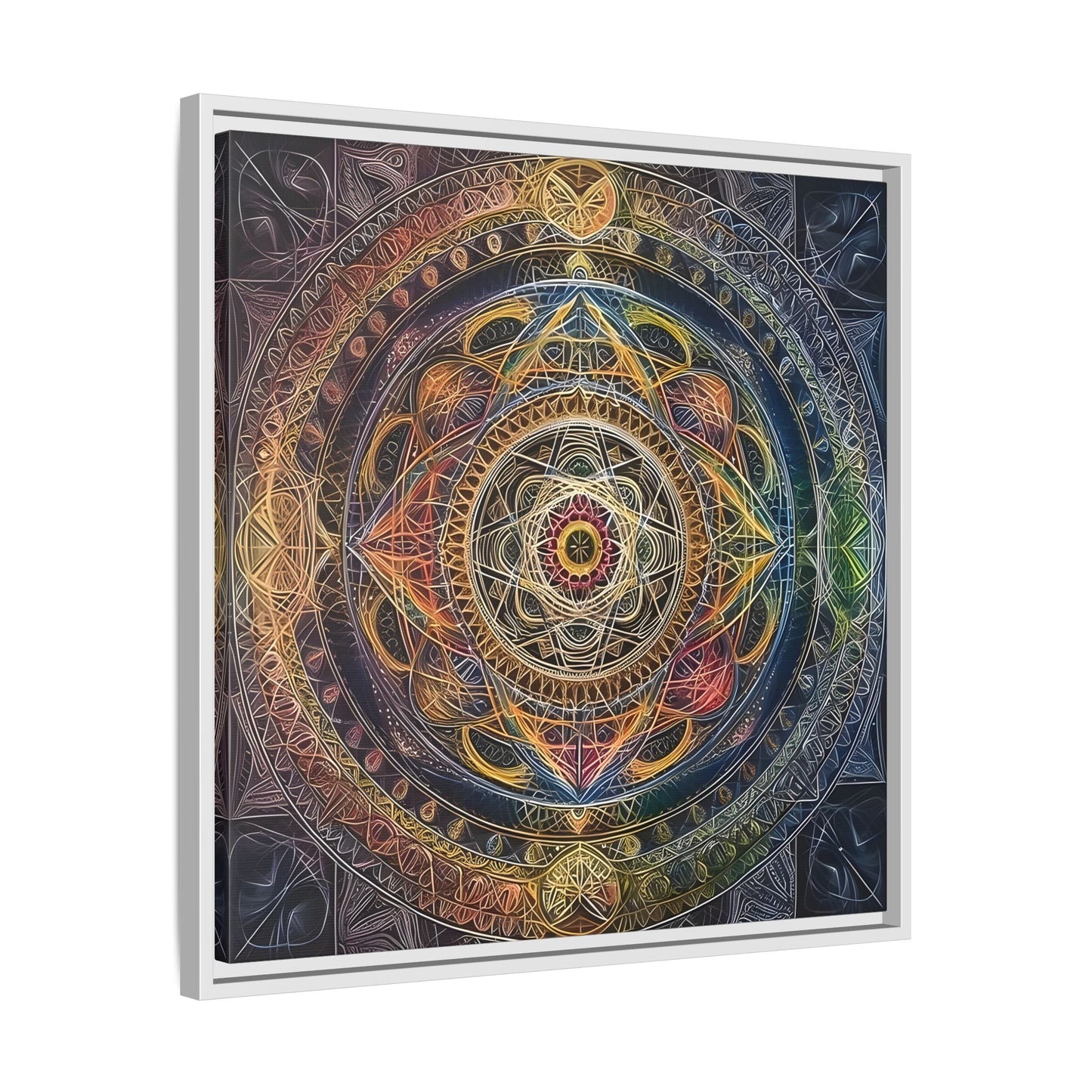 Seed of Life Mandala Sacred Geometry Framed Canvas Wall Art - YesArtYes