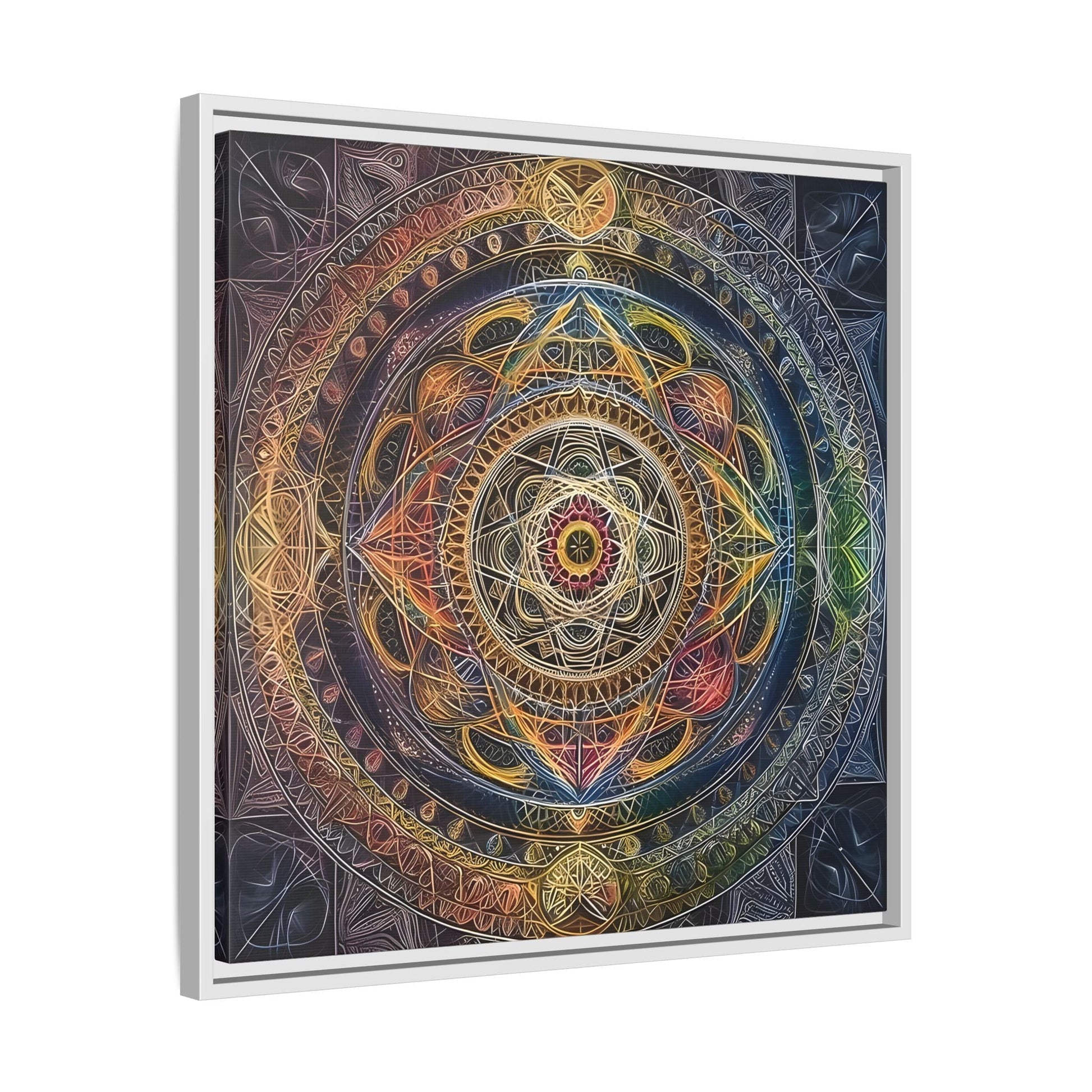 Seed of Life Mandala Sacred Geometry Framed Canvas Wall Art - YesArtYes