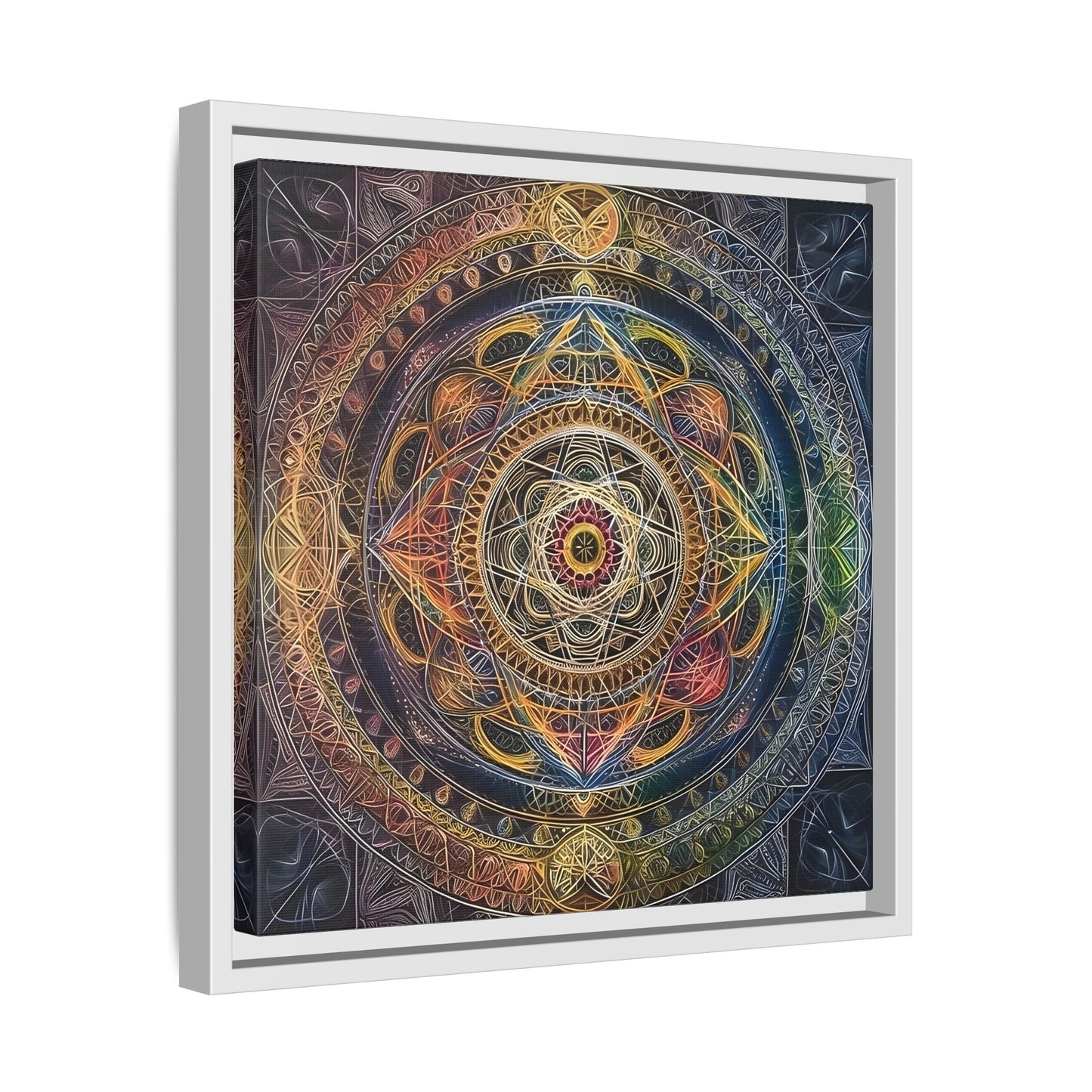 Seed of Life Mandala Sacred Geometry Framed Canvas Wall Art - YesArtYes