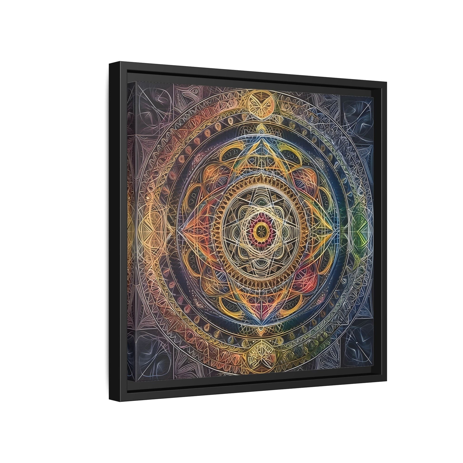 Seed of Life Mandala Sacred Geometry Framed Canvas Wall Art - YesArtYes