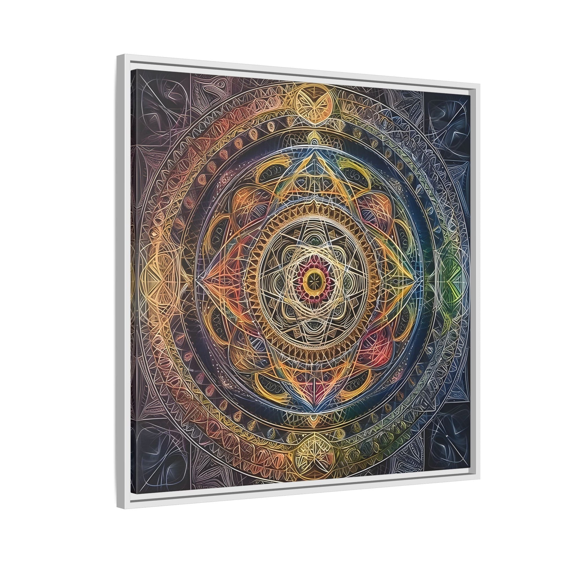 Seed of Life Mandala Sacred Geometry Framed Canvas Wall Art - YesArtYes