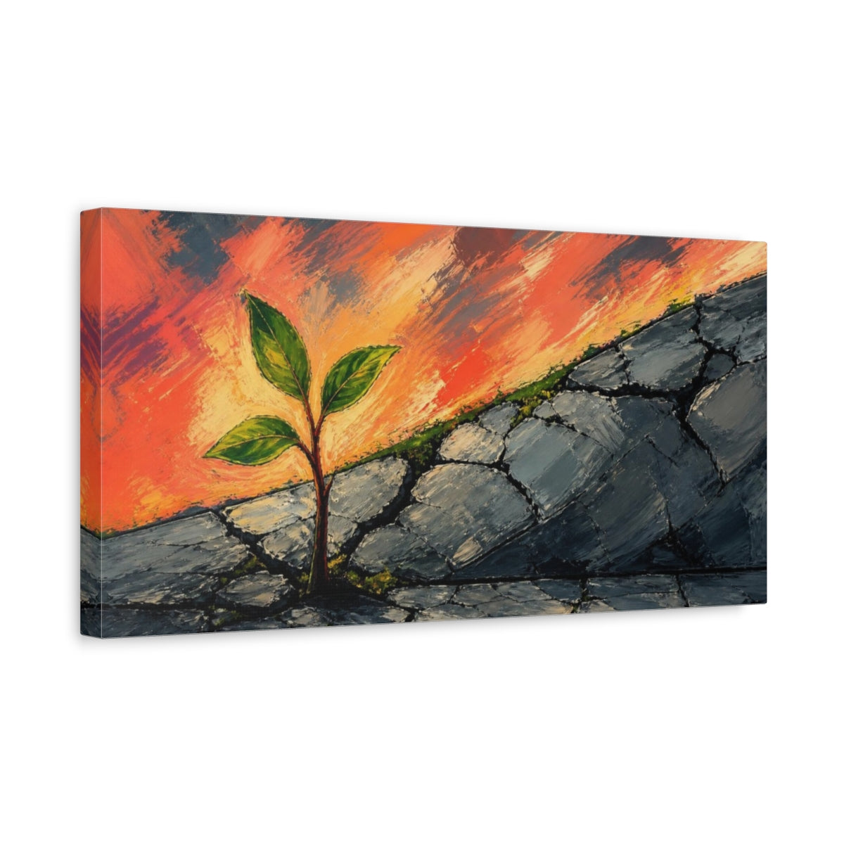 Side Mockup 3. Seedling Of Motivation shown as canvas print