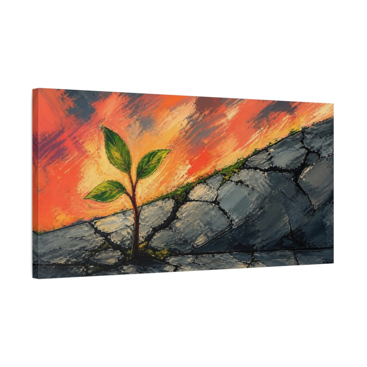 Side Mockup 1. Seedling Of Motivation shown as canvas print