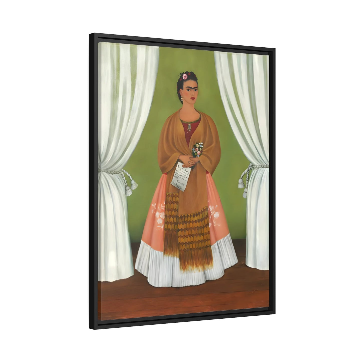 Self Portrait Canvas Wall Art Print - Famous Mexican Painting Artwork Kahlo Reproduction