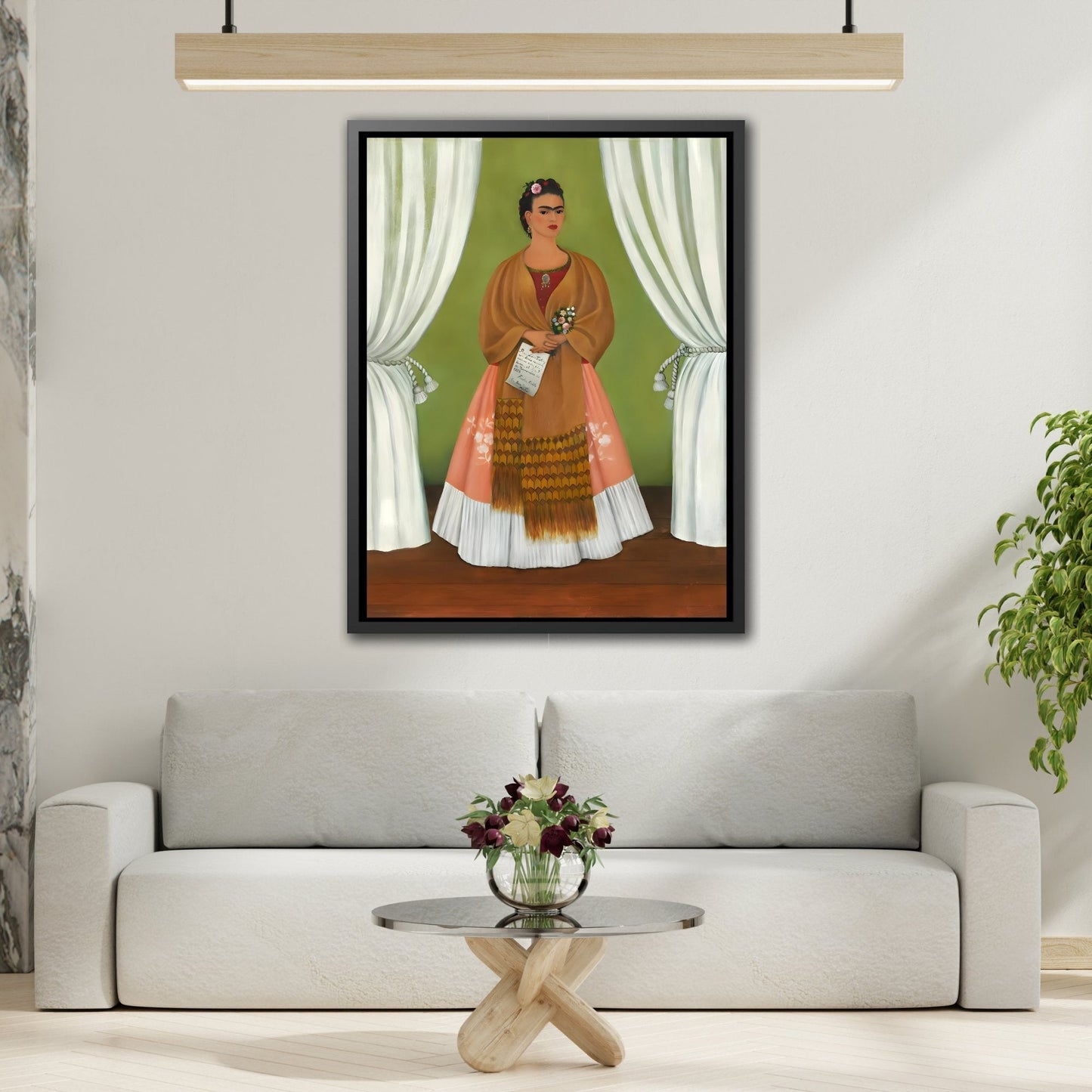 Self Portrait Canvas Wall Art Print - Famous Mexican Painting Artwork Kahlo Reproduction