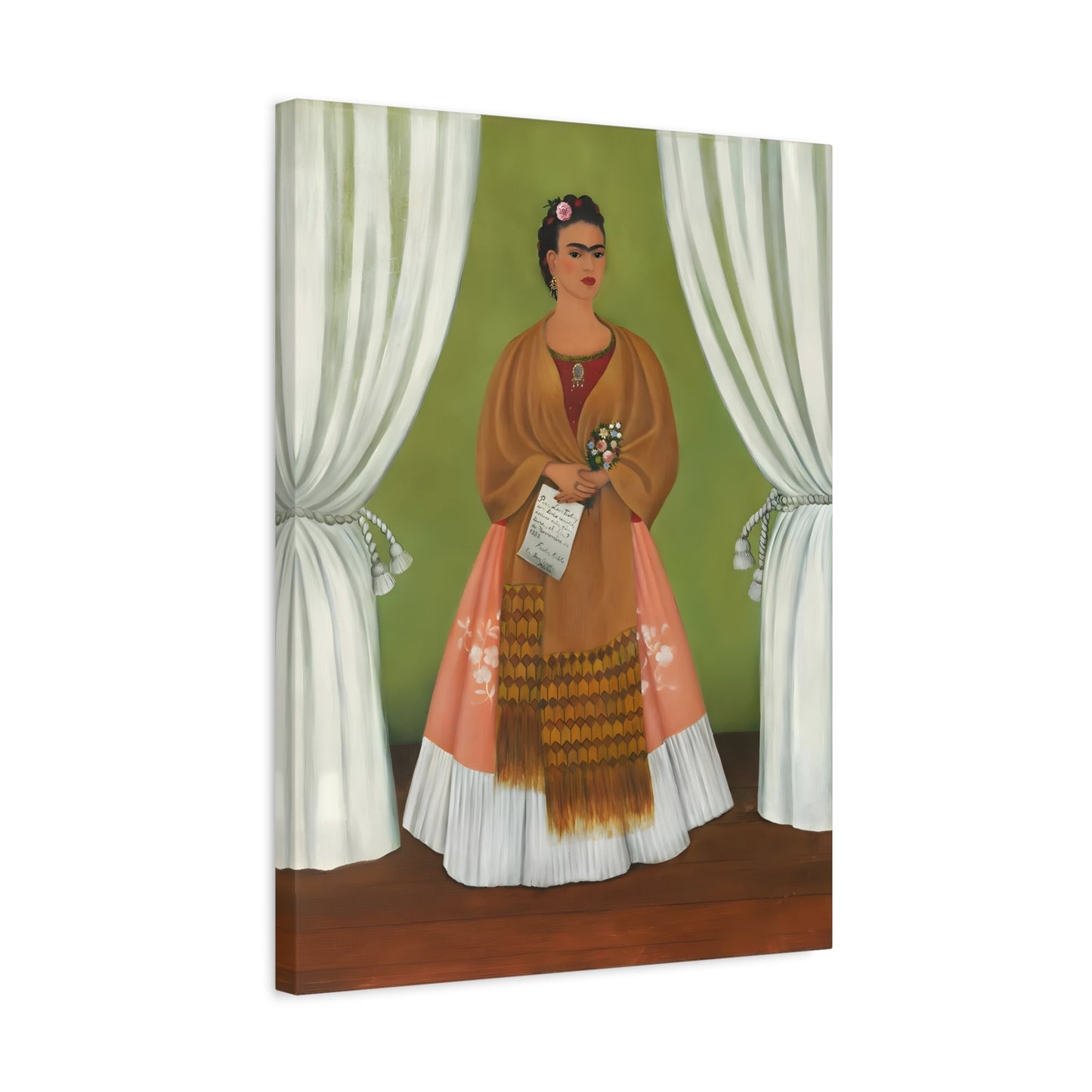 Self Portrait Dedicated to Leon Trotsky Painting Reproduction - Frida Kahlo Stretched Canvas Wall Art Print