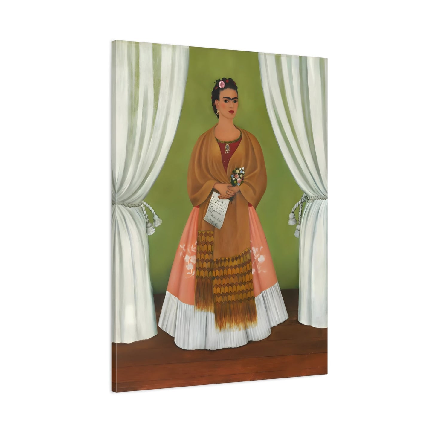 Self Portrait Dedicated to Leon Trotsky Painting Reproduction - Frida Kahlo Stretched Canvas Wall Art Print