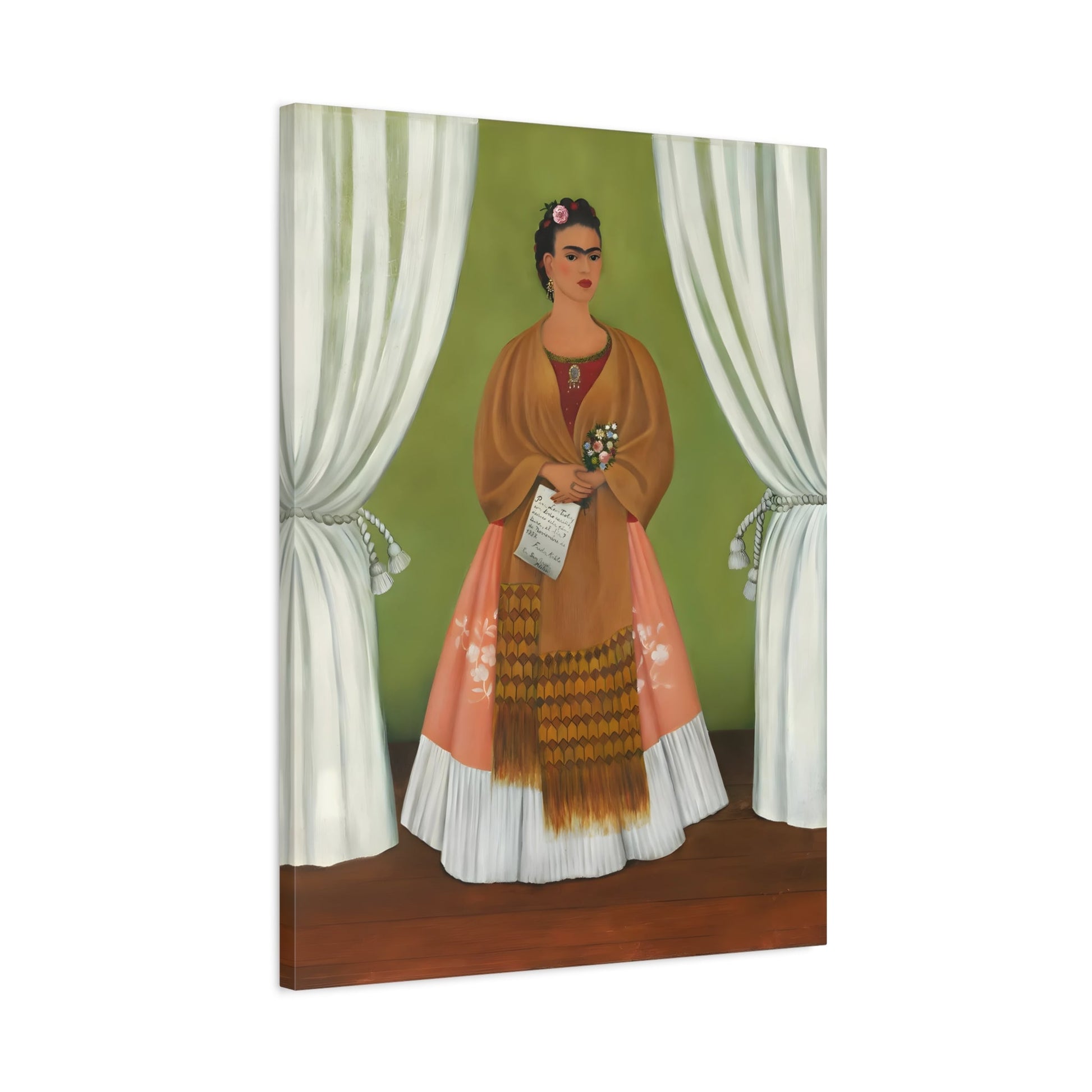 Self Portrait Dedicated to Leon Trotsky Painting Reproduction - Frida Kahlo Stretched Canvas Wall Art Print