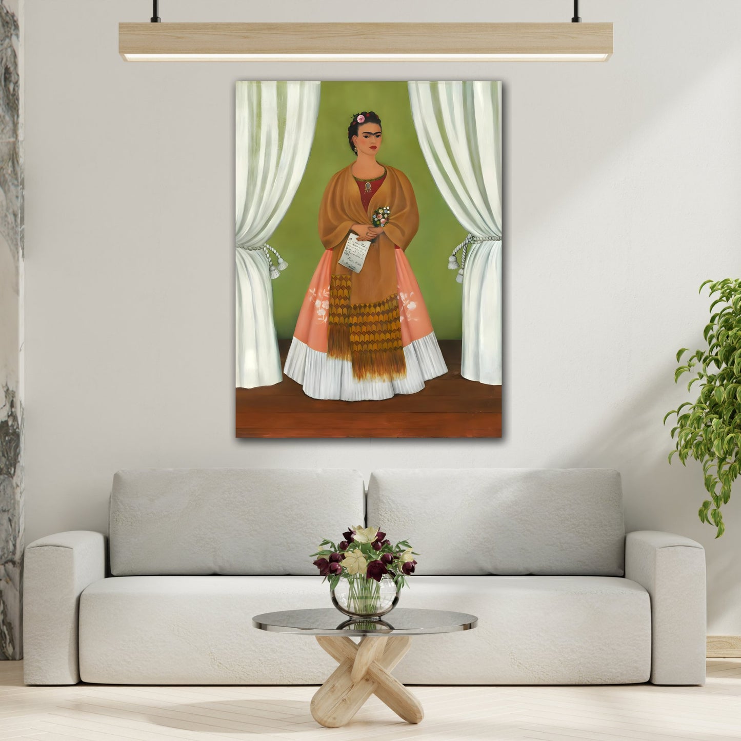 Self Portrait Dedicated to Leon Trotsky Painting Reproduction - Frida Kahlo Stretched Canvas Wall Art Print