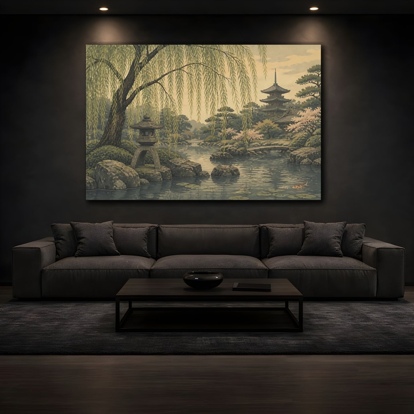 Mockup 3. Serene Japanese Garden Pond shown as canvas print