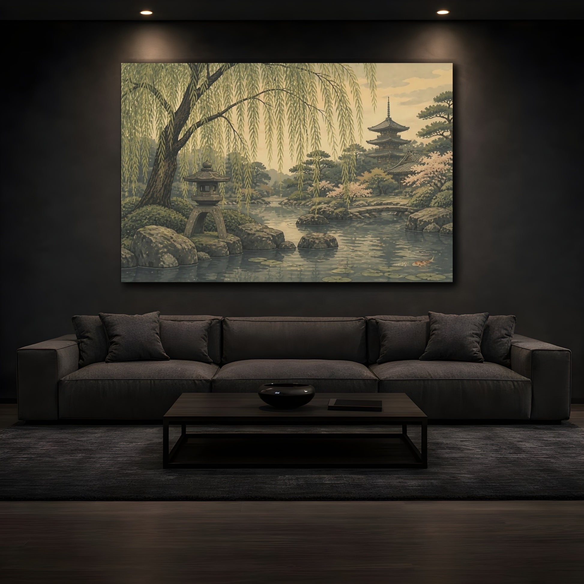 Mockup 3. Serene Japanese Garden Pond shown as canvas print