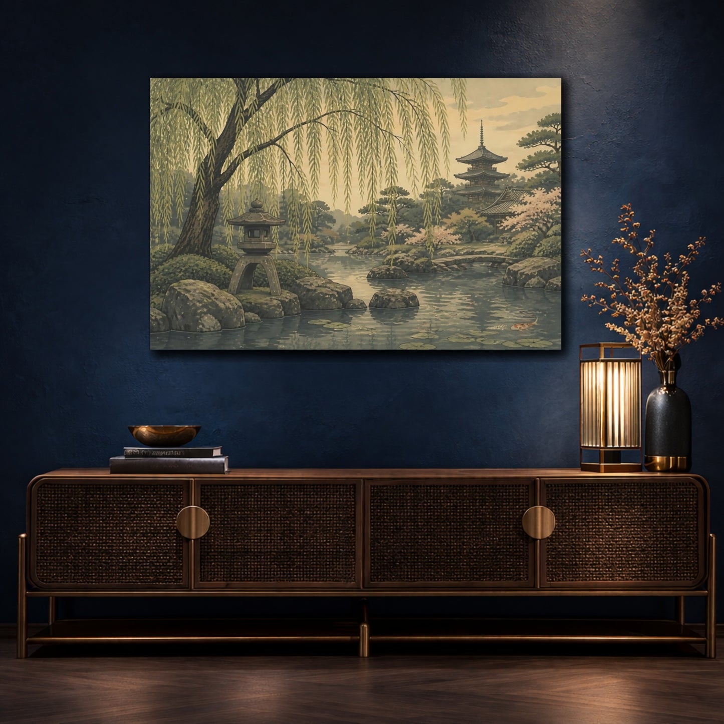 Mockup 4. Serene Japanese Garden Pond shown as canvas print