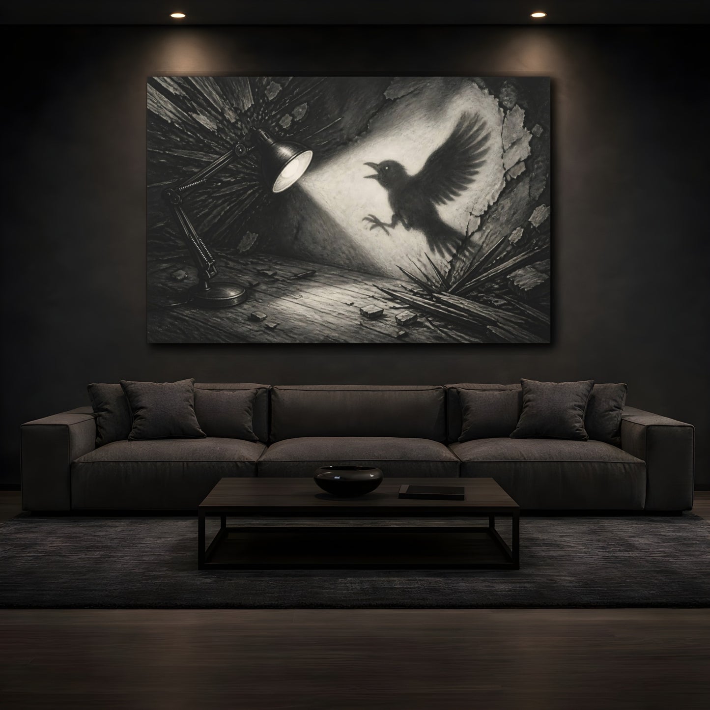 Mockup 3. Shadow Of The Crow shown as canvas print