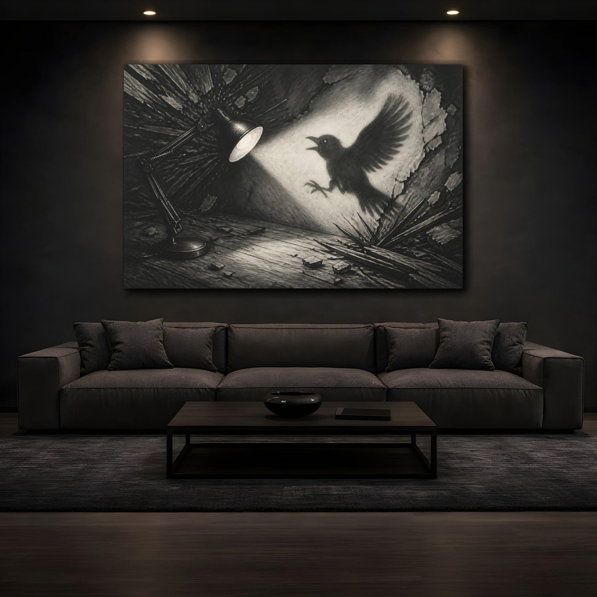Mockup 3. Shadow Of The Crow shown as canvas print