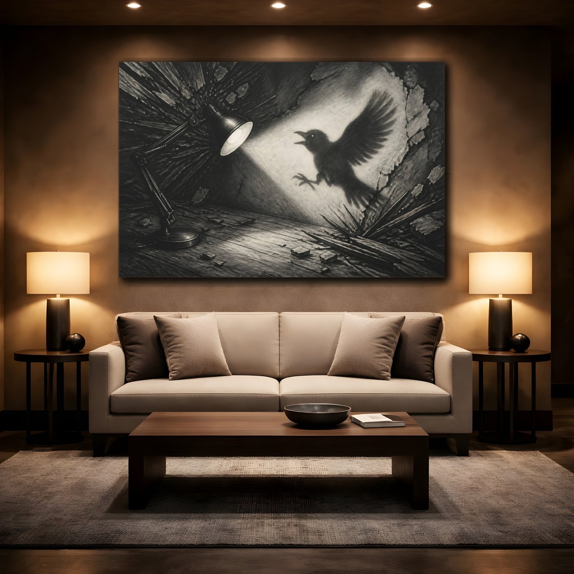 Mockup 2. Shadow Of The Raven shown as canvas print