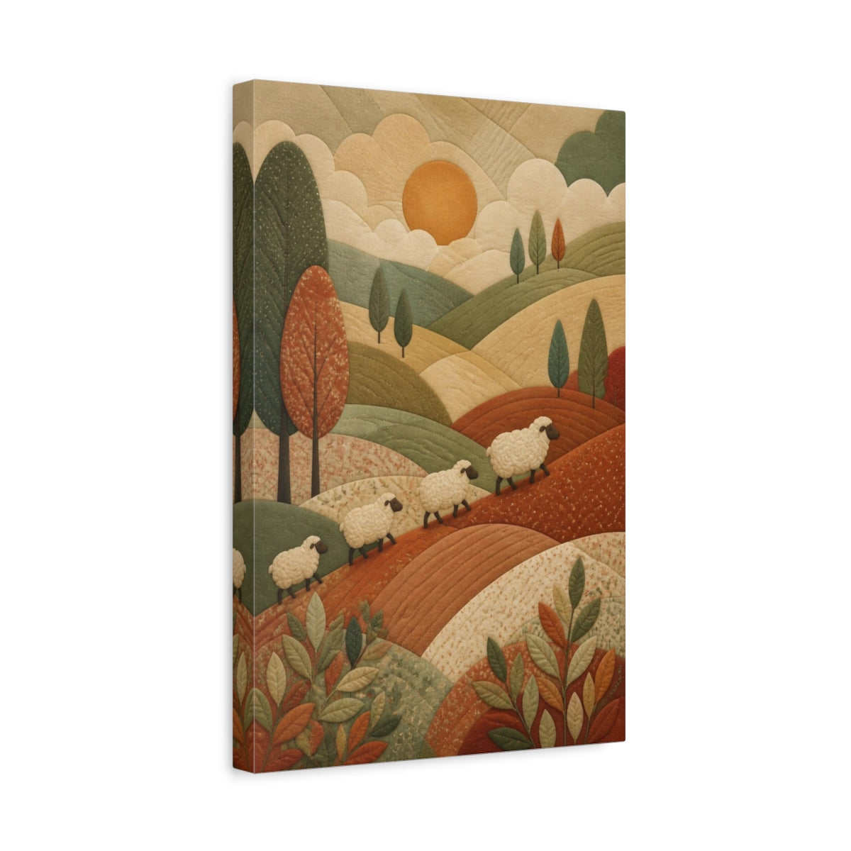 Side Mockup 4. Sheep Hills Kids Room shown as canvas print