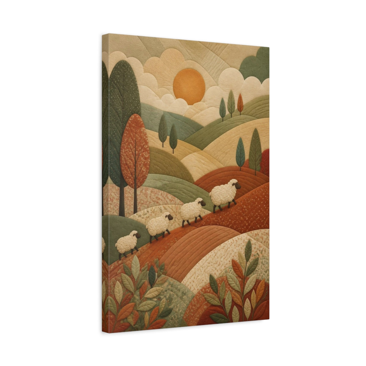 Side Mockup 3. Sheep Hills Kids Room shown as canvas print