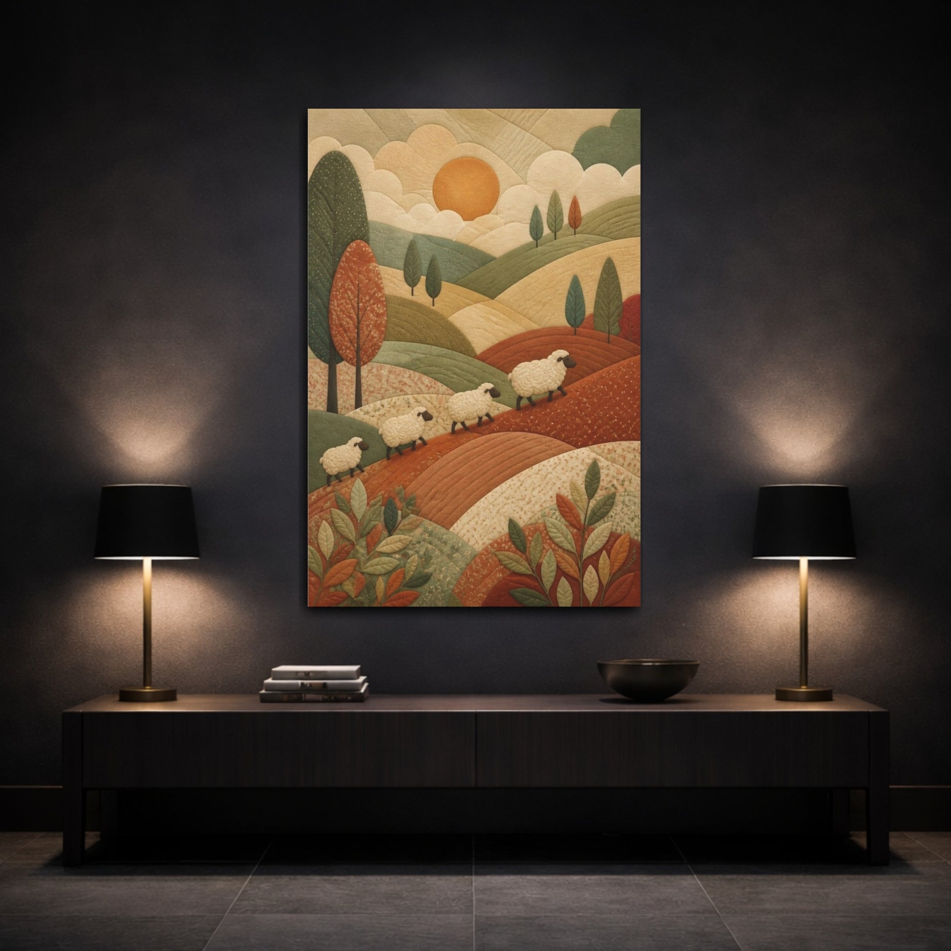 Mockup 3. Sheep Hills Kids Room shown as canvas print