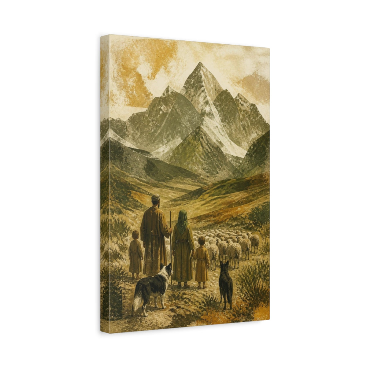 Side Mockup 4. Shepherd Family Pets shown as canvas print